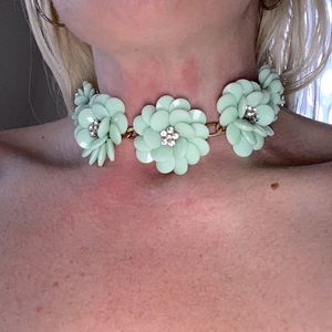 Vintage Bakelite bead necklace mint with Rhinestone